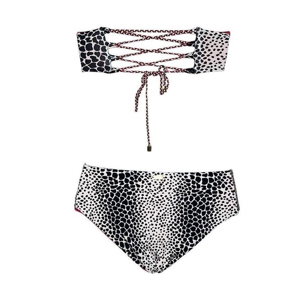 Beach Bunny Girl on Fire Bikini Set Animal Cheetah Print Bandeau S NWT - Picture 7 of 16